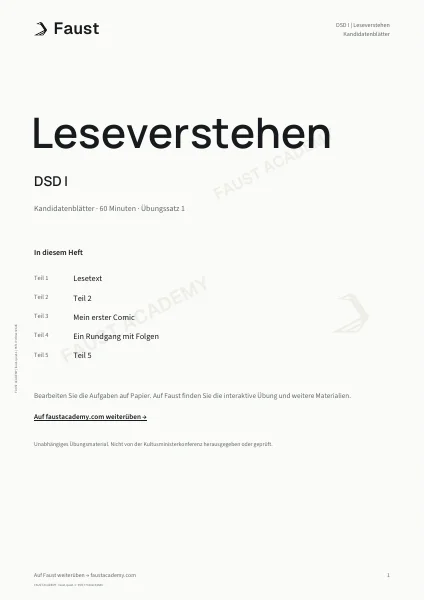 DSD I Lesen · Übungssatz 01