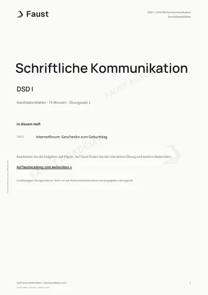 DSD I Schreiben · Übungssatz 01