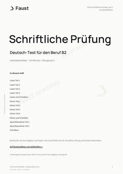 DTB B2 Schriftliche Prüfung · Übungssatz 02