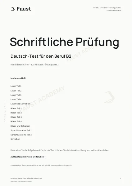 DTB B2 Schriftliche Prüfung · Übungssatz 03