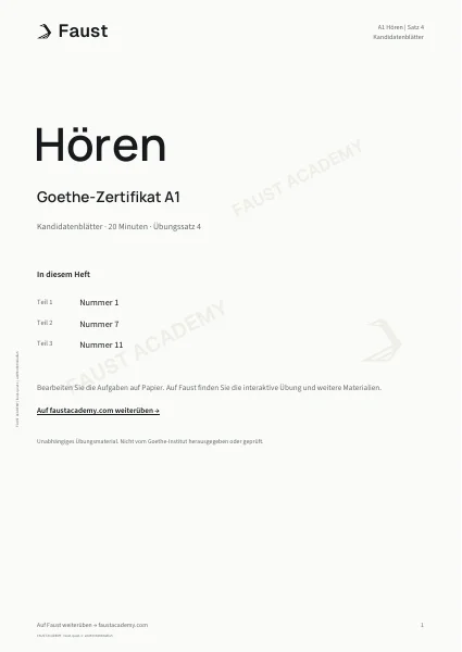 Goethe A1 Hören · Übungssatz 04