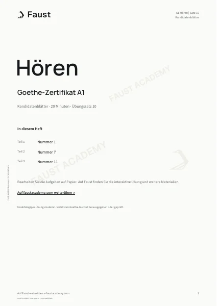 Goethe A1 Hören · Übungssatz 10