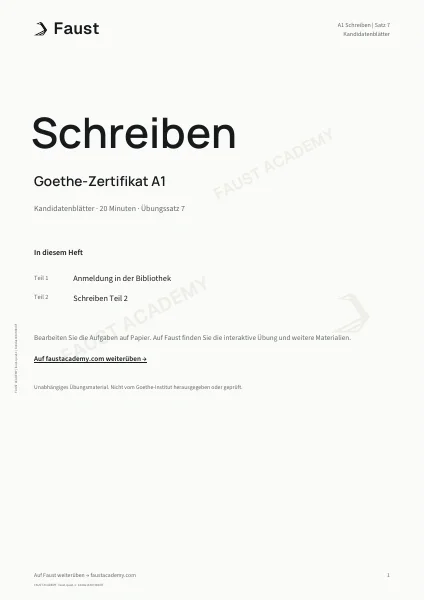 Goethe A1 Schreiben · Übungssatz 07