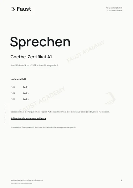 Goethe A1 Sprechen · Übungssatz 06