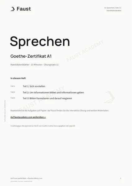 Goethe A1 Sprechen · Übungssatz 11