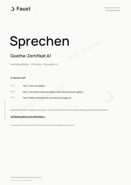 Goethe A1 Sprechen · Übungssatz 12