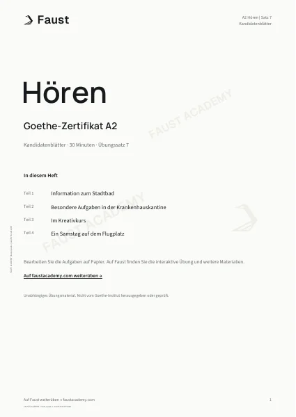 Goethe A2 Hören · Übungssatz 07