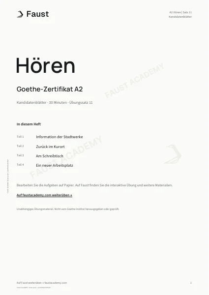 Goethe A2 Hören · Übungssatz 11