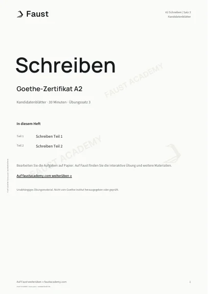 Goethe A2 Schreiben · Übungssatz 03