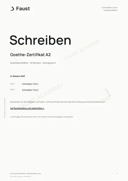 Goethe A2 Schreiben · Übungssatz 08