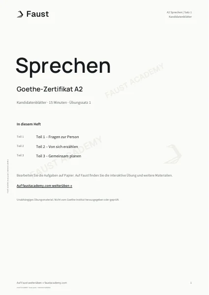 Goethe A2 Sprechen · Übungssatz 01