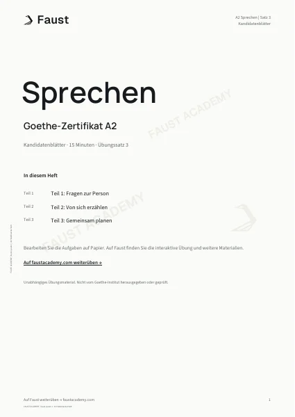 Goethe A2 Sprechen · Übungssatz 03