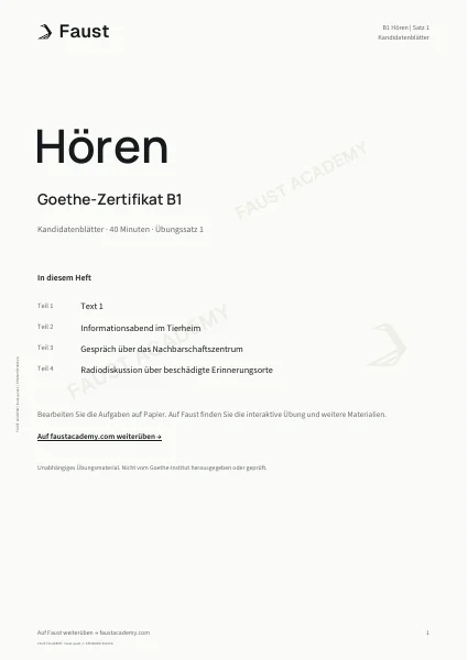 Goethe B1 Hören · Übungssatz 01