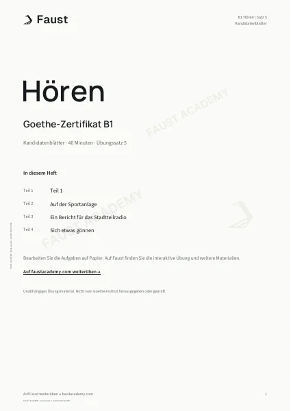 Goethe B1 Hören · Übungssatz 05