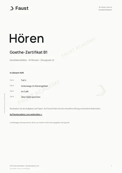 Goethe B1 Hören · Übungssatz 10