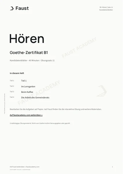 Goethe B1 Hören · Übungssatz 11