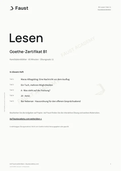 Goethe B1 Lesen · Übungssatz 11