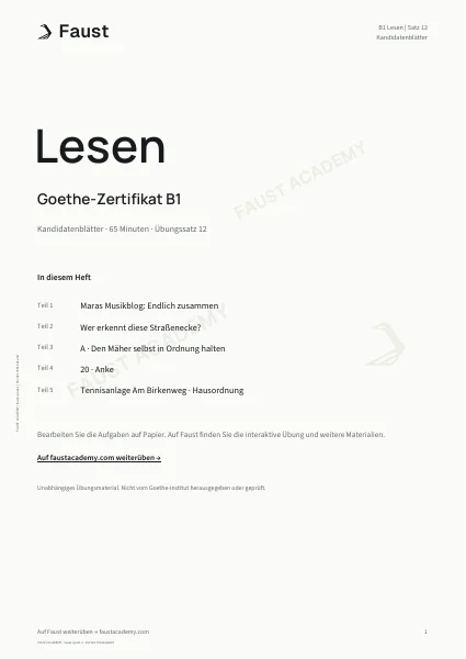 Goethe B1 Lesen · Übungssatz 12