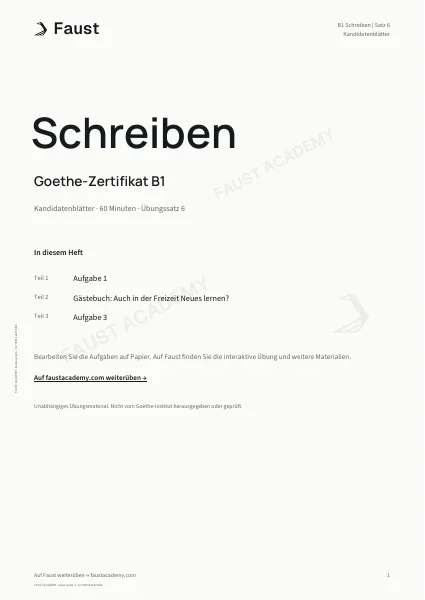 Goethe B1 Schreiben · Übungssatz 06