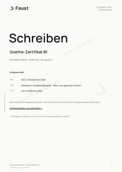 Goethe B1 Schreiben · Übungssatz 07