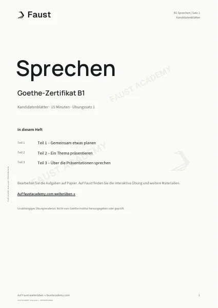 Goethe B1 Sprechen · Übungssatz 01
