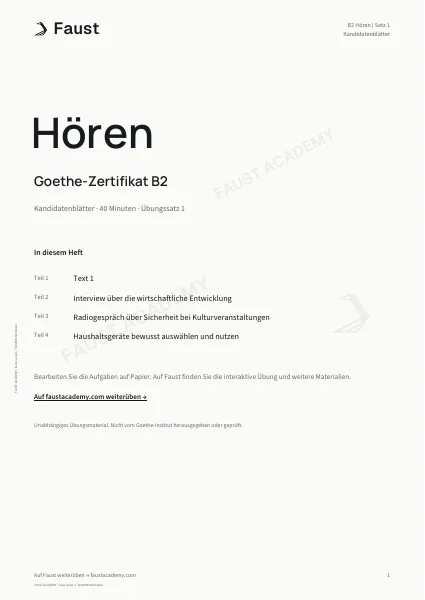 Goethe B2 Hören · Übungssatz 01