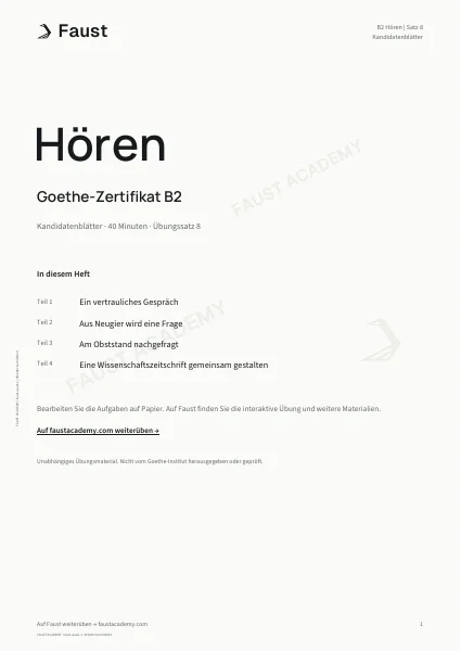 Goethe B2 Hören · Übungssatz 08