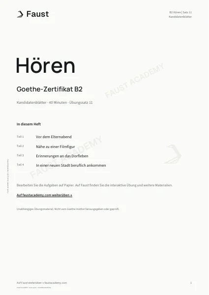 Goethe B2 Hören · Übungssatz 11