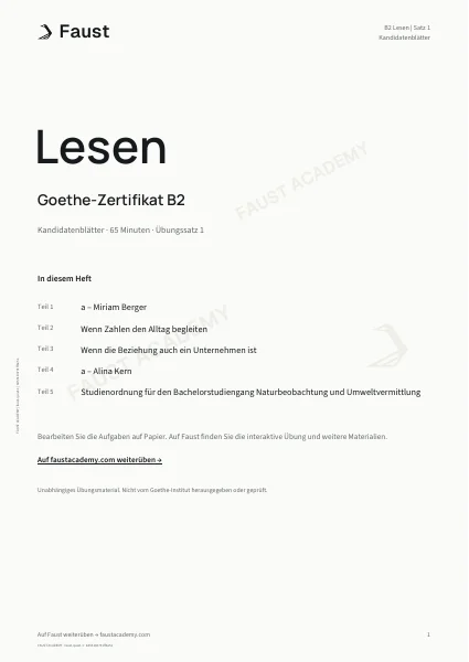 Goethe B2 Lesen · Übungssatz 01