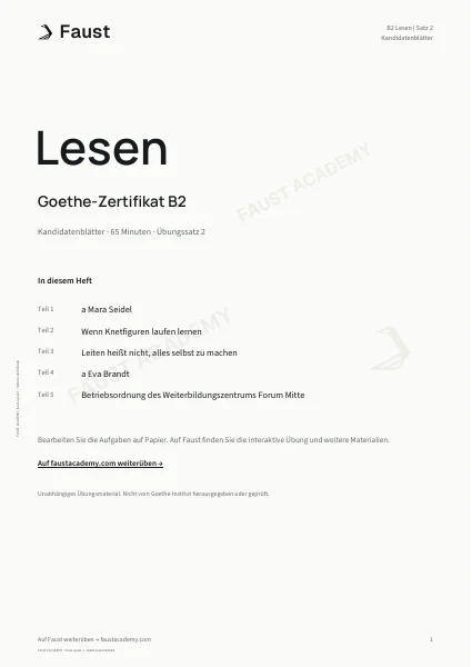 Goethe B2 Lesen · Übungssatz 02