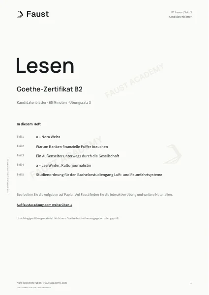Goethe B2 Lesen · Übungssatz 03
