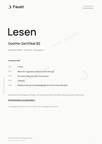 Goethe B2 Lesen · Übungssatz 07