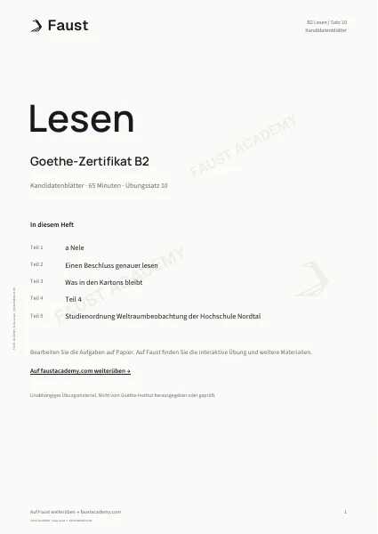 Goethe B2 Lesen · Übungssatz 10