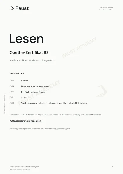 Goethe B2 Lesen · Übungssatz 12