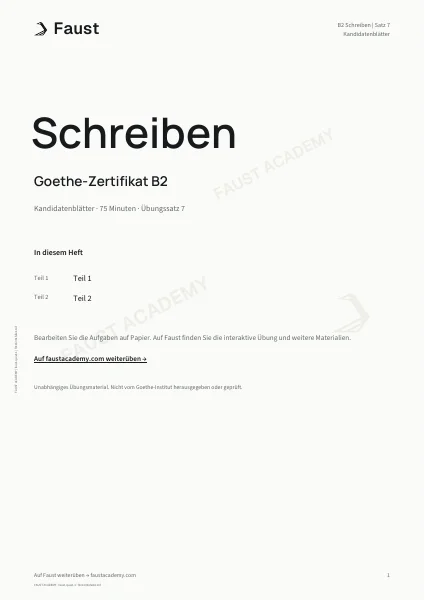 Goethe B2 Schreiben · Übungssatz 07