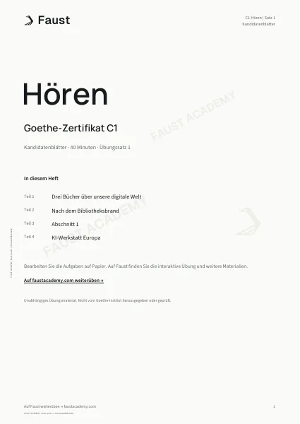 Goethe C1 Hören · Übungssatz 01