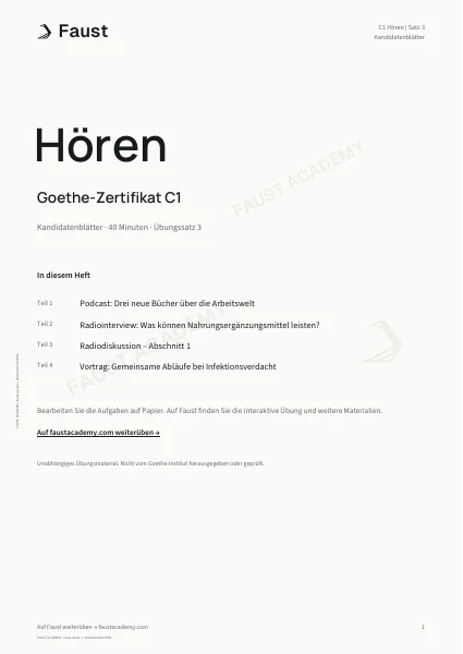 Goethe C1 Hören · Übungssatz 03