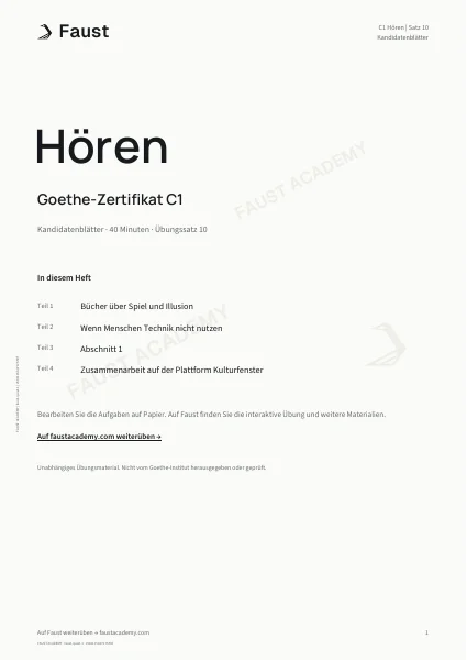 Goethe C1 Hören · Übungssatz 10