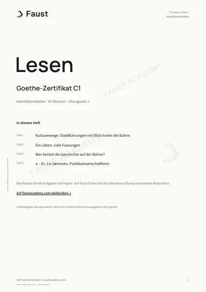 Goethe C1 Lesen · Übungssatz 01