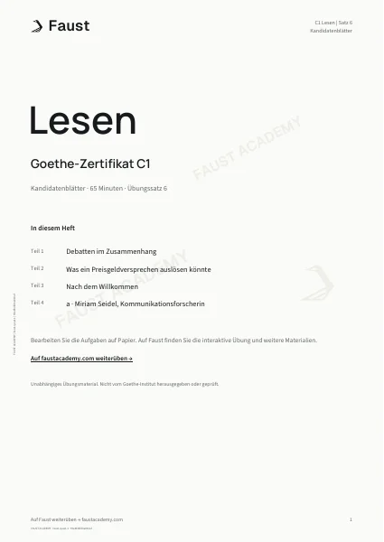 Goethe C1 Lesen · Übungssatz 06