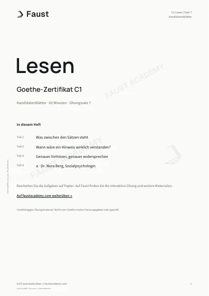 Goethe C1 Lesen · Übungssatz 07