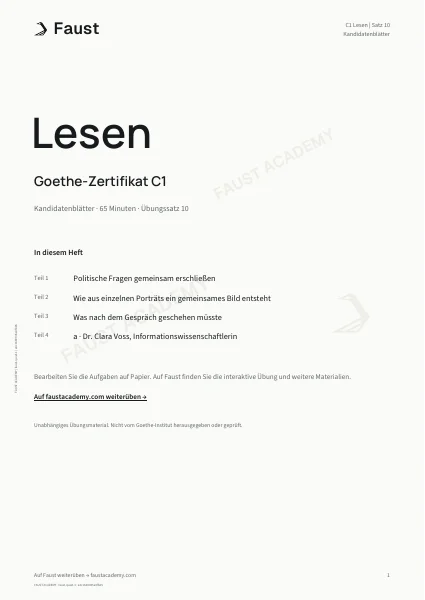 Goethe C1 Lesen · Übungssatz 10