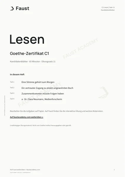 Goethe C1 Lesen · Übungssatz 11