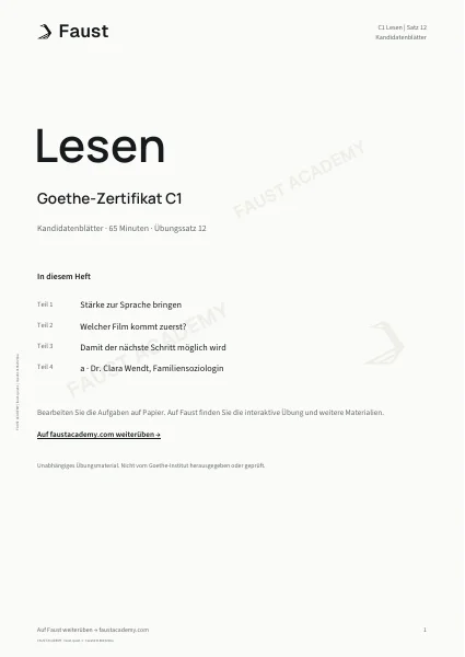 Goethe C1 Lesen · Übungssatz 12