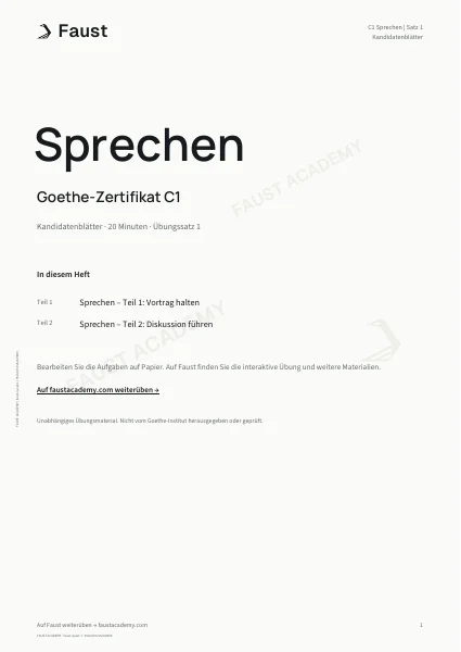 Goethe C1 Sprechen · Übungssatz 01
