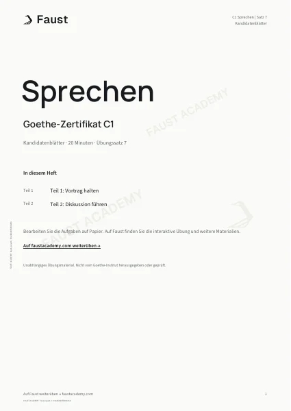 Goethe C1 Sprechen · Übungssatz 07