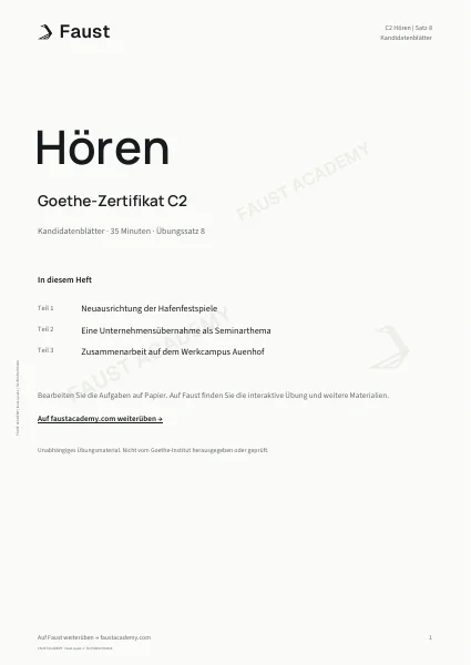Goethe C2 Hören · Übungssatz 08