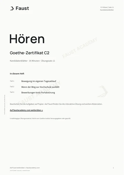 Goethe C2 Hören · Übungssatz 11