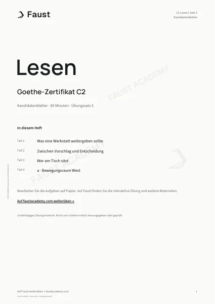 Goethe C2 Lesen · Übungssatz 05