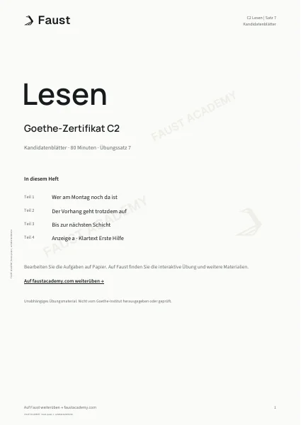 Goethe C2 Lesen · Übungssatz 07